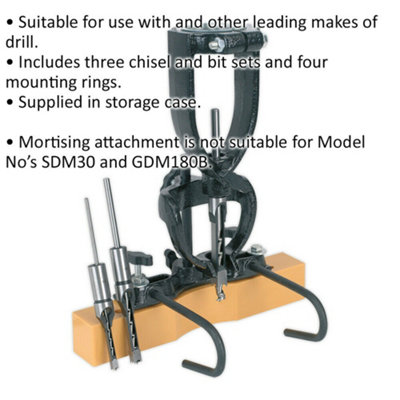 Premium Pillar Drill Wood Mortising Attachment with Chisel and Bit Set