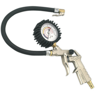 Premium Pistol Grip Tyre Inflator - Clip-On Connector - 0.5m Hose - 1/4" BSP