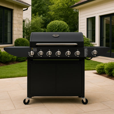 Premium Plus 6+1 Gas Burner Grill BBQ Barbecue Propane Patio Storage incl. Side Burner