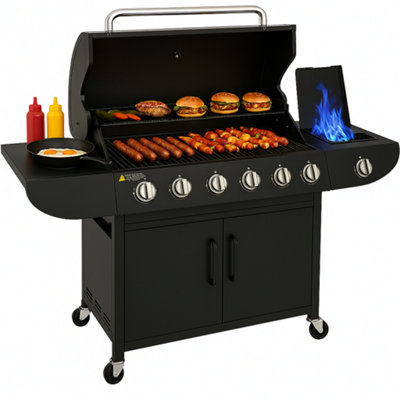 Premium Plus 6+1 Gas Burner Grill BBQ Barbecue Propane Patio Storage incl. Side Burner