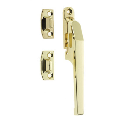 Premium Polished Brass Non-Lockable Casement Fasteners - 124mm Modern Design - Window Handle