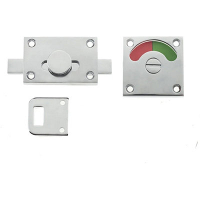 Premium Polished Chrome Bathroom Indicator Bolt 50x50mm for Privacy - Sliding Toilet Door Lock