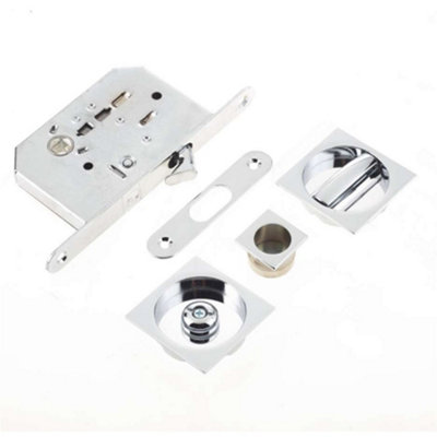 Premium Polished Chrome Bathroom Lock with Square Furniture for 40-45mm Doors - Door Lock