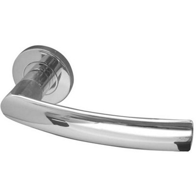 Premium Polished Stainless Steel Door Handle on Rose - Grade 304 - Interior Handle