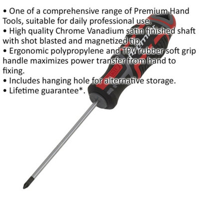 PREMIUM Pozi 0 x 75mm Screwdriver - Ergonomic Soft Grip - Magnetic Tip Driver
