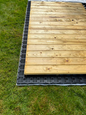 Premium ProBase 10ft x 10ft Garden Shed Base Kit - 36 ProBase Grids - To include 4 Anchor Blocks + 140 French Drains and Membrane