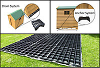 Premium ProBase 16ft x 8ft Garden Shed Base Kit - 50 ProBase Grids - To include 4 Anchor Blocks + 176 French Drains and Membrane