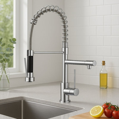 Premium Pull-Out Kitchen Mixer Tap with Dual Spray Spout & Mono Single ...
