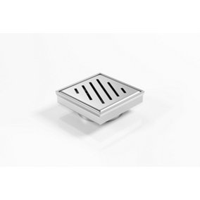 Premium Punched Angle Slot Grate Square Floor Drain, 103mm x 103mm x 22mm, 45mm Outlet, 316 Marine Grade Stainless Steel