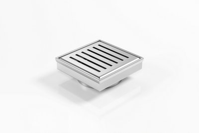 Premium Punched Perpendicular Slot Grate Square Floor Drain, 103mm x 103mm x 22mm, 45mm Outlet, 316 Marine Grade Stainless Steel