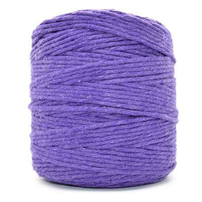Premium Purple Macrame Cord Twine, 100 m / 328 ft of 5 mm Thick Natural Cotton Thread Yarn Macrame Rope (Reel)