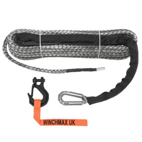 Premium Quality Synthetic Winch Rope 28m x 11mm, Hole Fix. 3/8 Inch Tactical Hook.
