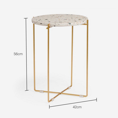 Premium Quartz & Fleck Effect Terrazzo Side Table Hair Pin Legs