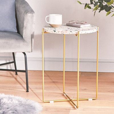 Marble & Wood Side Table for Living Room – Fleck