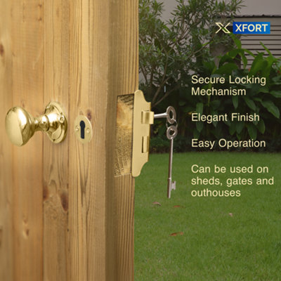 Premium Range Traditional Polished Gold Rim Lock Set with Rim Knob