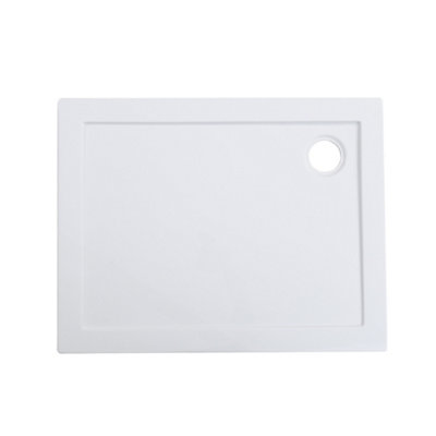 Premium Rectangular Shower Tray with Drain, L 100 x W 80 x H 4cm, White Finish