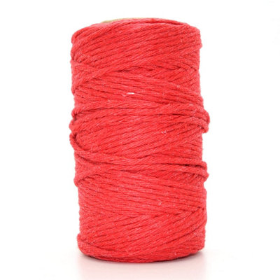Premium Red Macrame Cord Twine, 50 m / 164 ft of 2 mm Thick Natural Cotton Thread Yarn Macrame Rope (Reel)