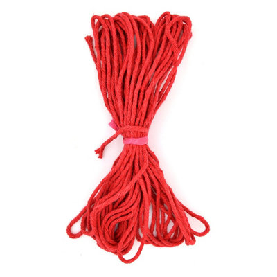 Premium Red Macrame Cord Twine, 50 m / 164 ft of 5 mm Thick Natural Cotton Thread Yarn Macrame Rope for DIY Crafts (Hank)