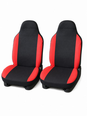 Premium Red Panelled Front Car Seat Covers Pair Universal Fit Full Coverage
