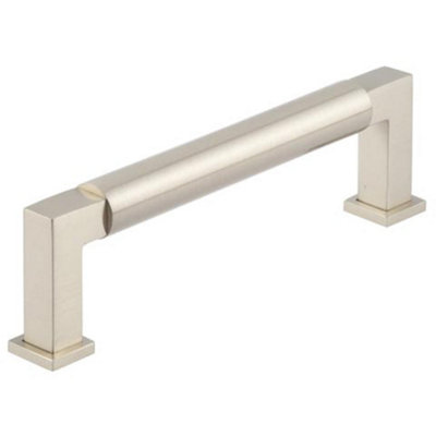 Premium Round Cabinet Handle 128mm Satin Nickel Finish for Modern and Traditional Cabinets - Kitchen Drawer Pull Handle