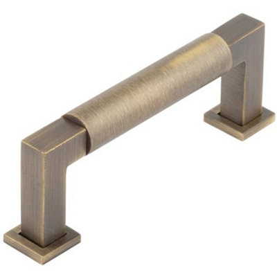 Premium Round Cabinet Handle 96mm in Antique Brass Finish - Kitchen Drawer Pull Handle