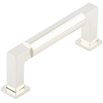 Premium Round Cabinet Handle 96mm in Polished Nickel Finish - Kitchen Drawer Pull Handle