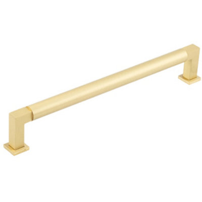 Premium Round Satin Brass Cabinet Handle - 224mm - Kitchen Drawer Pull Handle