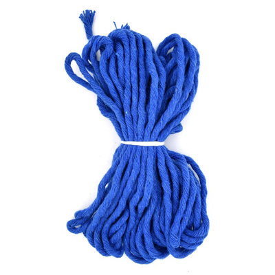Premium Royal Blue Macrame Cord Twine, 20 m / 65 ft of 5 mm Thick Natural Cotton Thread Yarn Macrame Rope for DIY Crafts (Hank)
