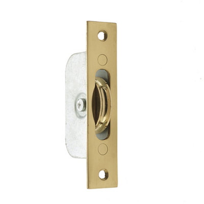 Premium Sash Roller with Rectangular Plate - 118x26mm Polished Brass for Smooth Operation - Window Fastener