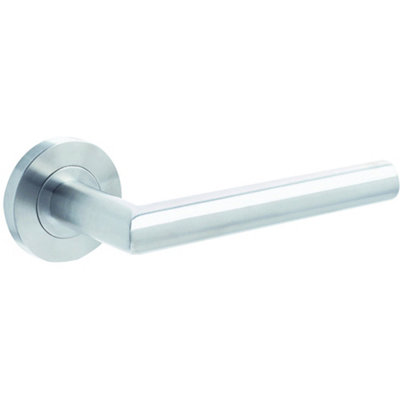 Premium Satin Stainless Steel Door Handle on Rose for Residential and Commercial Use - Interior Handle