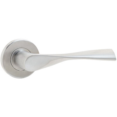 Premium Satin Stainless Steel Door Handle on Rose - Grade 304 Interior Handle