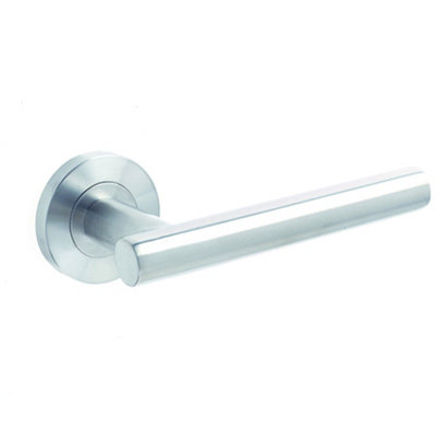 Premium Satin Stainless Steel Door Handle on Rose Grade 304 Interior Handle