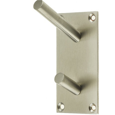 Premium Satin Stainless Steel Hat and Coat Hook - 94x46mm - Wall Mounted Clothing Hook