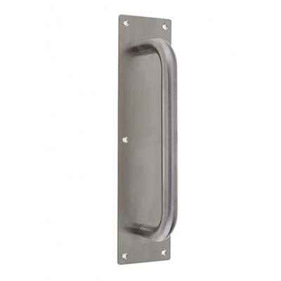 Premium Satin Stainless Steel Pull Handle with Plate - 225x19mm Size - Door Handle