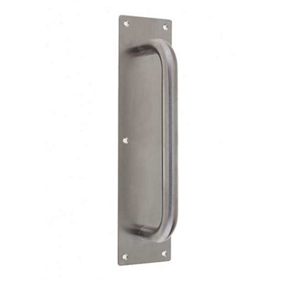 Premium Satin Stainless Steel Pull Handle with Plate - 300x19mm Durable Design - Door Handle