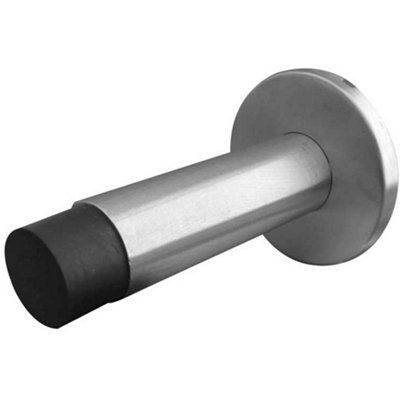 Premium Satin Stainless Steel Wall Mounted Door Stops - 80x48mm - Rubber Stopper Protector