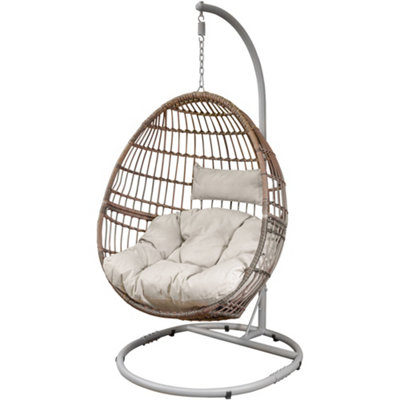 Premium Single Hanging Garden Egg Chair Wicker Rattan Outdoor Swing Cocoon DIY at B Q