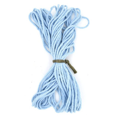 Premium Sky Blue Macrame Cord Twine, 10 m / 32 ft of 5 mm Thick Natural Cotton Thread Yarn Macrame Rope for DIY Crafts (Hank)