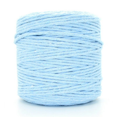Premium Sky Blue Macrame Cord Twine, 200 m / 656 ft of 3 mm Thick Natural Cotton Thread Yarn Macrame Rope (Reel)