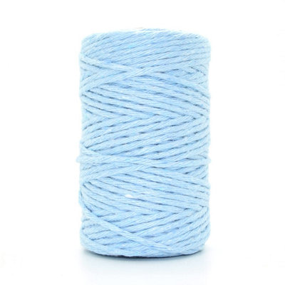 Premium Sky Blue Macrame Cord Twine, 50 m / 164 ft of 5 mm Thick Natural Cotton Thread Yarn Macrame Rope (Reel)