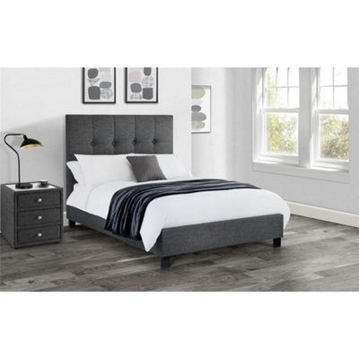 Premium Slate Grey Fabric Bed Frame Double 4'6" (135cm) DIY at B&Q