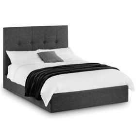 Premium Slate Grey Fabric Lift Up Storage Bed Frame - King Size - 5ft - 150cm