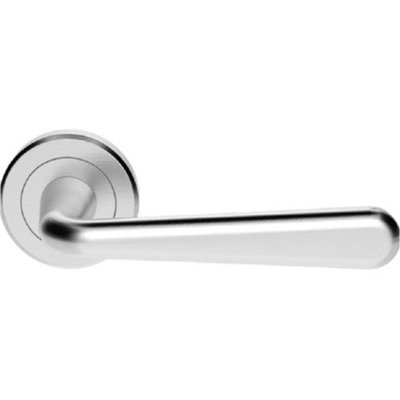 Premium Smooth Rounded Door Handle Set - Satin Chrome Designer Lever Round Rose