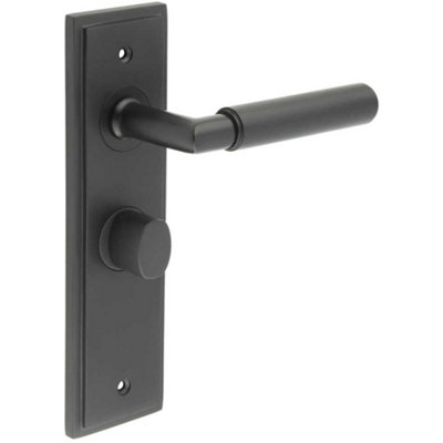 Premium Solid Brass Door Handle with Black Backplate for Bathrooms - Solid Brass Interior Handle