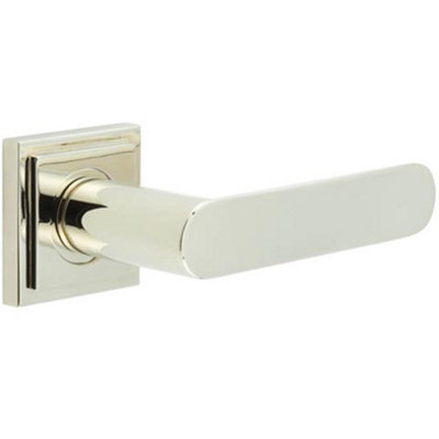 Premium Square Stepped Door Handle in Polished Nickel Finish - Solid Brass Interior Handle