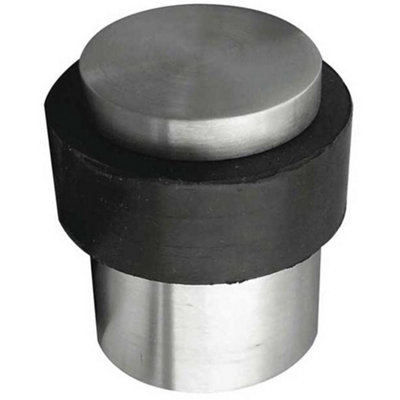Premium Stainless Steel Floor Mounted Door Stops 40x30mm - Sleek Satin Finish - Rubber Stopper Protector