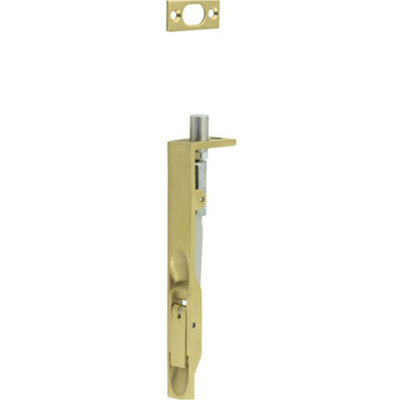 Premium Stainless Steel Flush Bolts in Satin Brass - 150mm x 20mm Square Forend