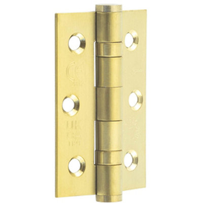 Premium Stainless Steel Grade 7 Ball Bearing Hinge 76x50mm with Satin Brass Finish - Door Hinges