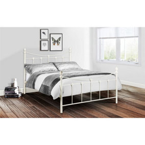 Premium Stone White High End Metal Bed Frame - Double 4ft 6" (135cm