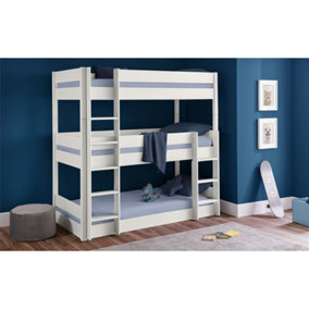 Premium Surf White Triple Bunk Bed - 3x 90cm